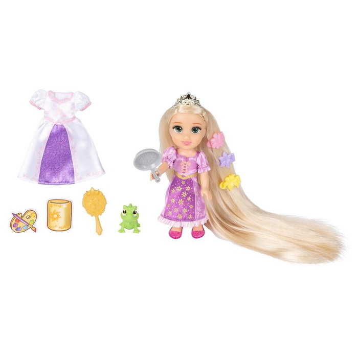 JAKKS PACIFIC - Poupée articulée Rapunzel Disney avec accessoires, 15 cm