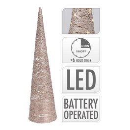 Arbre conique en rotin avec 40 LED blanc chaud 80 cm doré