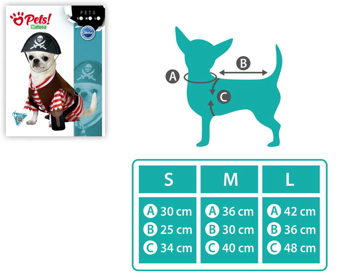 Déguisement pour chien en thème pirate, couleur rouge, taille M