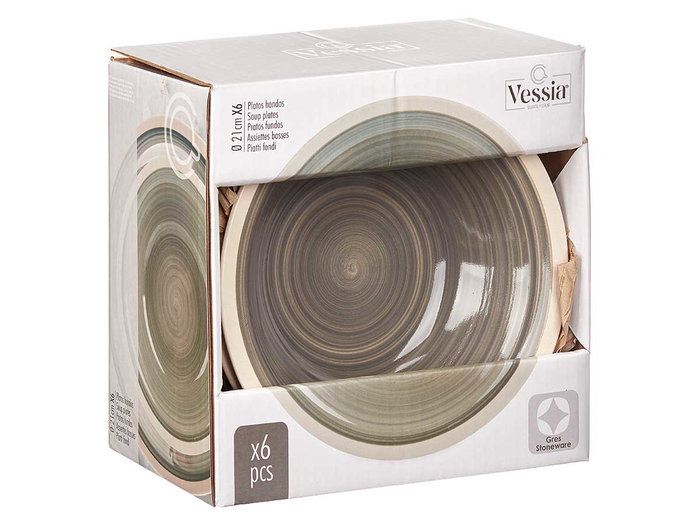 Vessia Assiette Creuse Gres Gris Bord 21 cm (Set de 36) Vessia Assiette Creuse Gres Gris Bord 21 cm (Set de 36)