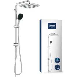 GROHE Colonne de douche GROHE Vitalio Comfort 250 avec inverseur manuel, économie d'eau, tête de douche 25 cm à 2 jets et pommeau, chromé - 26698001