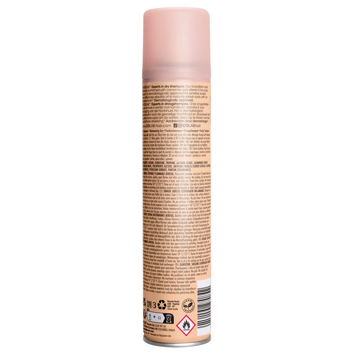 Colab Shampoing sec PURE NUDE 200 ml pour soin cuir chevelu, camomille, vitamine E, absorption huile, fini discret, unisexe