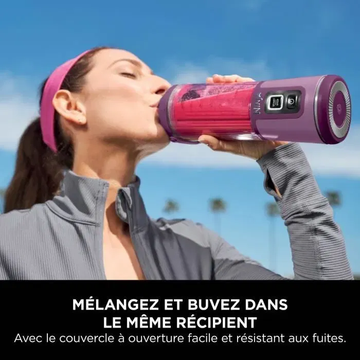Ninja Blast BC151EUPR, Blender Portable Sans Fil USB-C, Bol 530 ml, Autonomie 2h, Violet, Sans BPA, Mélangeur pour Smoothies et Glaces