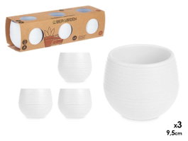 Ibergarden Lot de 3 pots avec réserve d'eau 9,5 cm blanc, diamètre 12 x 11 cm, 550 ml, plastique PP (Set de 6)