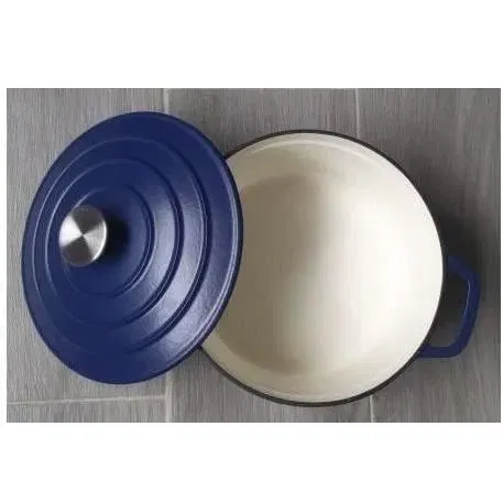 GSW Marmite en fonte massive ronde 20 cm / 2.2L - Blue Magic - Induction, four 240°C - Bleu