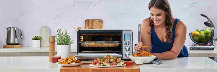 Sage SOV860BSS4EEU1 Four Multifonction et Friteuse à Air Smart avec Technologie Element iQ™, 10 Fonctions (Toast, Cuisson Lente, Pizza), Intérieur Éclairé, Super Convection