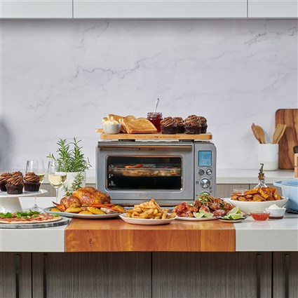 Sage SOV860BSS4EEU1 Four Multifonction et Friteuse à Air Smart avec Technologie Element iQ™, 10 Fonctions (Toast, Cuisson Lente, Pizza), Intérieur Éclairé, Super Convection