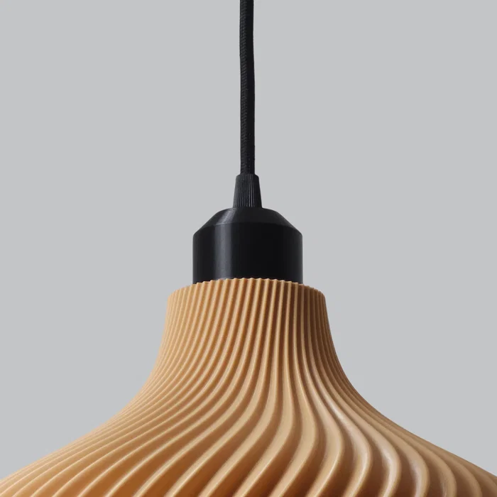 Lampe Suspendue Daila Beige, Grande Fleur Noire, Câble Noir, Suspension Luminaire Intérieur Design