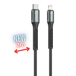 Qcharx international Prague Câble USB Type-C vers Lightning 2m Noir