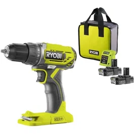 Ryobi Perceuse-Visseuse sans Fil Compacte 18V ONE+ R18DD2-220S, 40 Nm, 400-1350 tr/min, avec 2 Batteries Lithium+ 2.0 Ah, Chargeur et Sac de Transport
