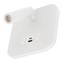 Aplique LED Spot Square 9W Blanc avec Sortie USB-C 3000K