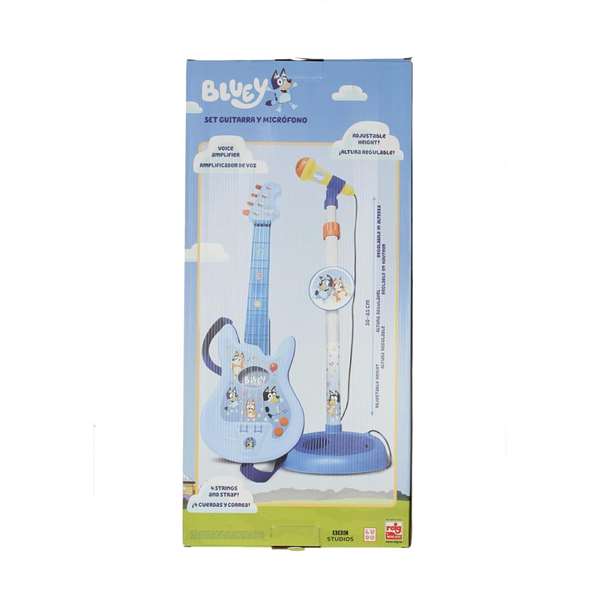 Reig Guitare et Microphone avec Pied extensible Bleu 60x30x17 cm, Jouet musical pour enfant, Version Espagnole