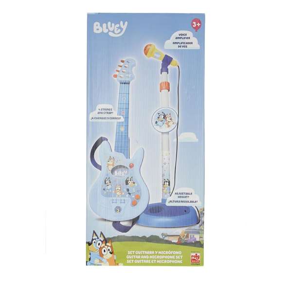 Reig Guitare et Microphone avec Pied extensible Bleu 60x30x17 cm, Jouet musical pour enfant, Version Espagnole