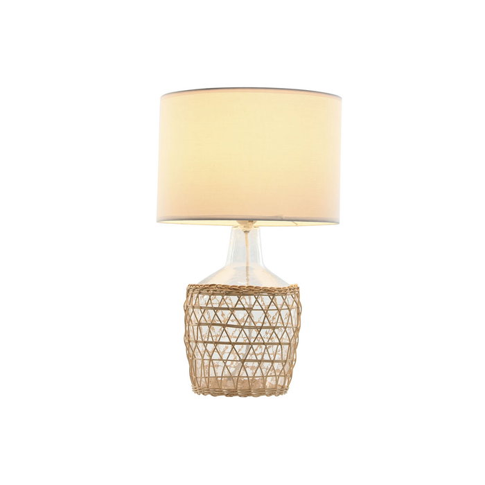 Lampe de bureau Home ESPRIT Blanc Marron Verre Corde 220 W 60 V 28 x 28 x 45 cm (2 Unités)