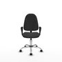Chaise Algarra Contact permament de base Cuir écologique Gris foncé Structure chromée Accoudoirs fixes Sans appui-tête Roulettes en nylon 50 mm