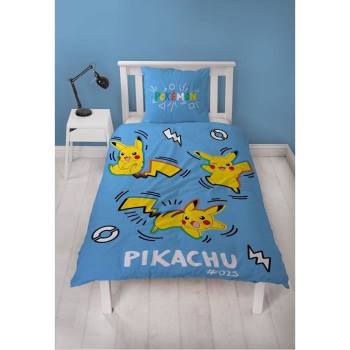 Pokemon Parure de lit Pikachu dans tous ses états, Microfibre, Multicouleur
