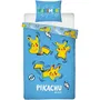 Pokémon Parure de Lit Pikachu Dans Tous Ses États - Microfibre - Housse de Couette 140x200 cm + Taie 63x63 cm - Licence Officielle