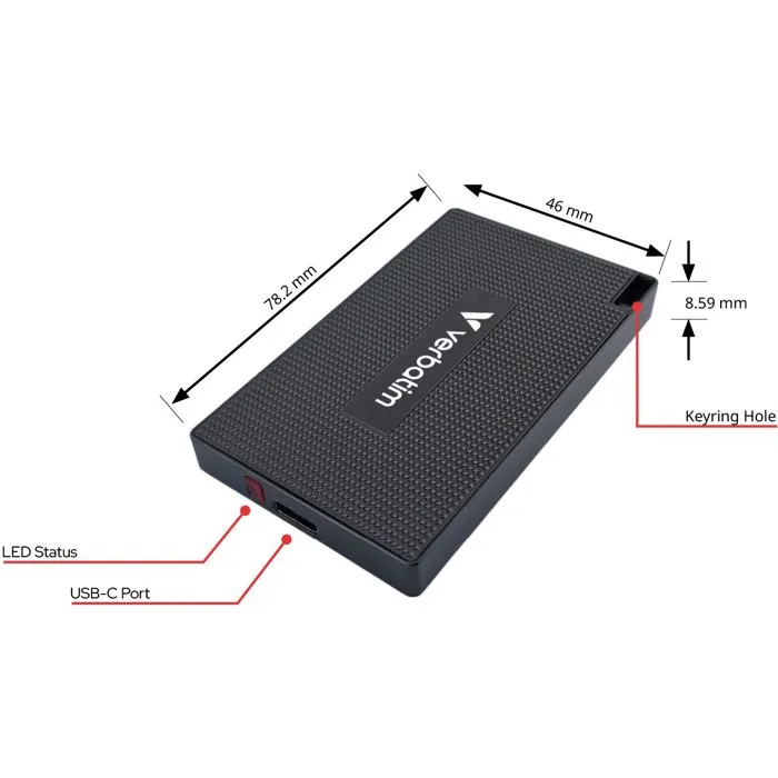 Verbatim Disque SSD externe Metal Mini 512 Go - Format compact compatible Windows et Mac