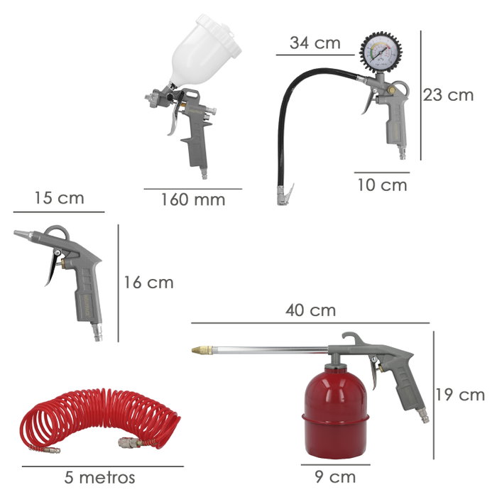 WOLFPACK LINEA PROFESIONAL Kit d'accessoires pour compresseur d'air 5 pièces avec connexion rapide