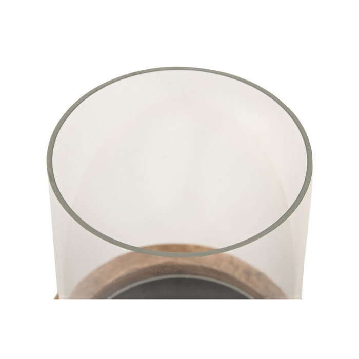 Bougeoir Home ESPRIT Marron Naturel Verre Corde Bois de manguier