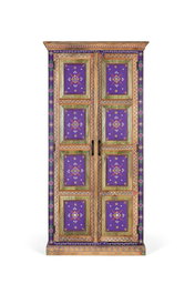 GINER Y COLOMER Armario - Armoire en Bois de Mango Artisanale Peinte à la Main, Buffet avec Portes (159x71cm), Étagères, Multicolore