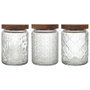 Home Deco Factory Bocal Relieve avec couvercle en acacia 700 ml