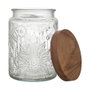 Home Deco Factory Bocal Relieve avec couvercle en acacia 700 ml