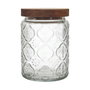 Home Deco Factory Bocal Relieve avec couvercle en acacia 700 ml
