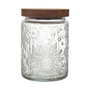 Home Deco Factory Bocal Relieve avec couvercle en acacia 700 ml