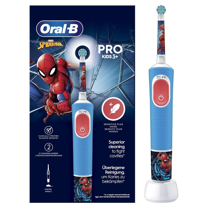 Oral-B Pro Kids3+ Spiderman Brosse à dents électrique enfant, Bleu Oral-B Pro Kids3+ Spiderman Brosse à dents électrique enfant, Bleu