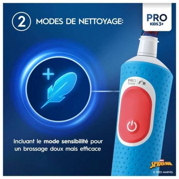 Oral-B Pro Kids3+ Spiderman Brosse à dents électrique enfant, Bleu Oral-B Pro Kids3+ Spiderman Brosse à dents électrique enfant, Bleu