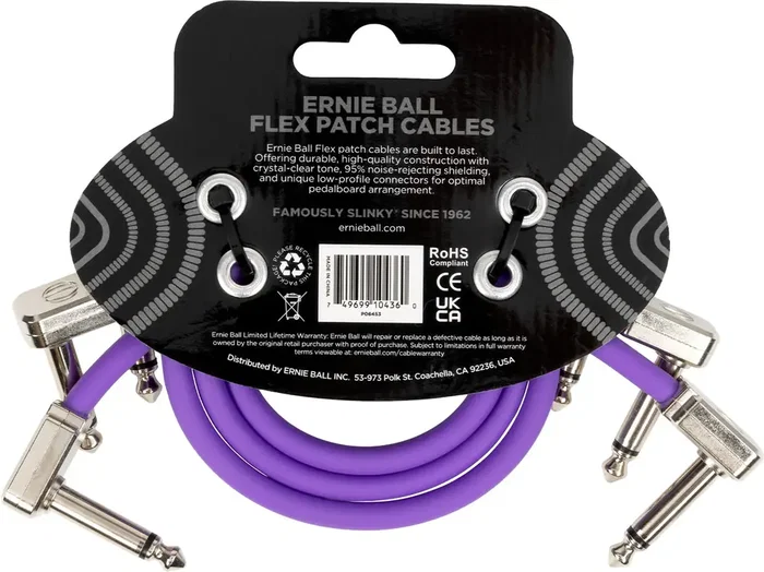 ERNIEBALL CABLE EB FLEX PATCH 12? PURPLE - PACK 3 ERNIEBALL CABLE EB FLEX PATCH 12? PURPLE - PACK 3