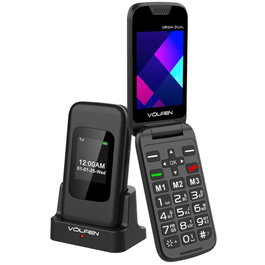 Volfen Orion Dual Max Téléphone Mobile à Clapet avec Double Écran, Touches Grandes, Dual SIM, Chargeur Inclus