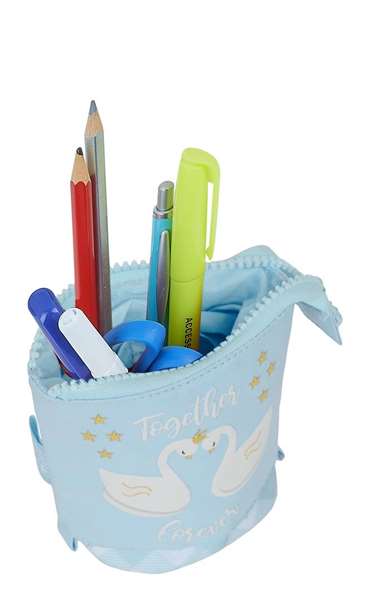 Safta Portatodo Cubilete Glowlab "Cisnes" 8 x 19 x 6 cm - Porte-tout décoré cygnes, à partir de 3 ans
