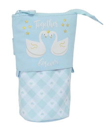 Safta Portatodo Cubilete Glowlab "Cisnes" 8 x 19 x 6 cm - Porte-tout décoré cygnes, à partir de 3 ans