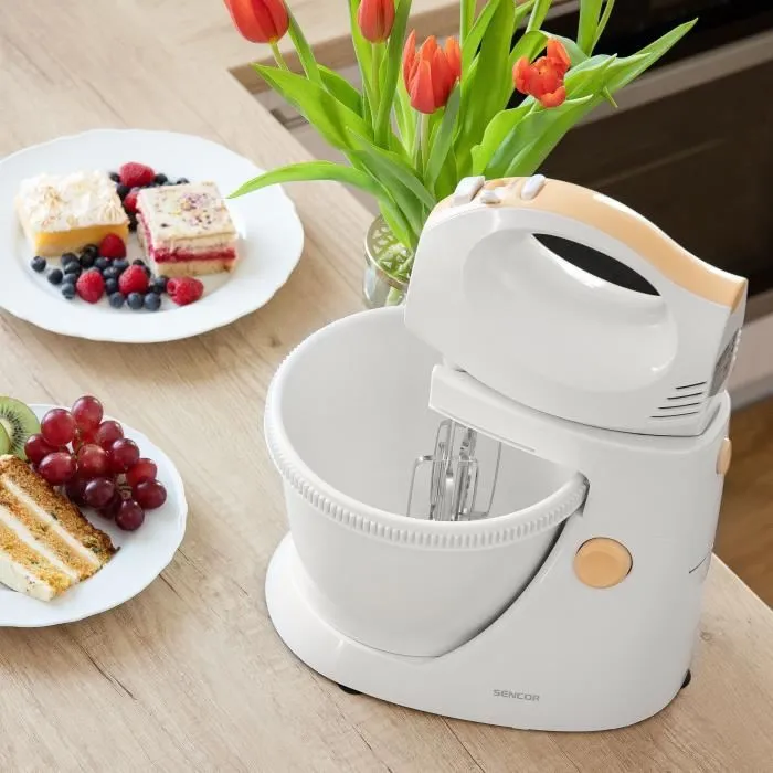 Sencor SHM 5330-EUE3 Batteur à main avec bol rotatif - Blanc et jaune