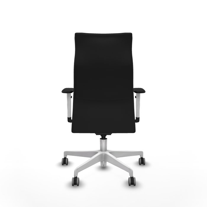 Piqueras Y Crespo Fauteuil Albacete, Similicuir Noir, Base Blanche, Mécanisme Synchrone