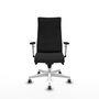 Piqueras Y Crespo Fauteuil Albacete, Similicuir Noir, Base Blanche, Mécanisme Synchrone