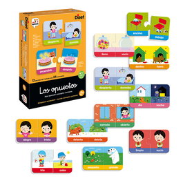 Diset Yo Aprendo Los Opuestos 63866 - Jeu éducatif pour enfants - 12 puzzles de 2 pièces - Apprentissage des opposés et du vocabulaire - En espagnol - À partir de 2 ans