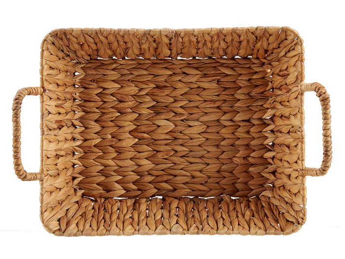Giftdecor Centre de table rectangulaire en jacinthe et métal marron 42x16x28.5 cm avec anses (Set de 12)