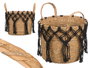 Giftdecor Macramé Suspension Pot de Fleurs en Osier et Coton Noir 28x32x28 cm (Set de 6)
