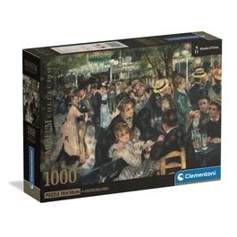 Clementoni Compact 1000 Pièces - Puzzle d'Art Renoir : Bal du Moulin - 70x50 cm avec Poster - Découpes Précises