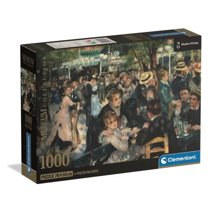 Clementoni Compact 1000 Pièces - Puzzle d'Art Renoir : Bal du Moulin - 70x50 cm avec Poster - Découpes Précises Clementoni Compact 1000 Pièces - Puzzle d'Art Renoir : Bal du Moulin - 70x50 cm avec Poster - Découpes Précises