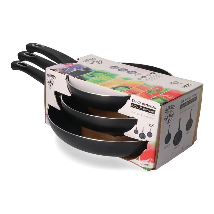 Gourmet Kitchen Set de 3 poêles antiadhésives Basic Line ø20 / ø24 / ø28 cm