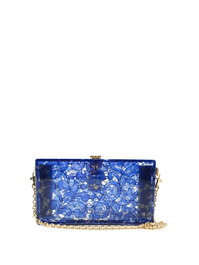 Dolce & Gabbana - Sac embrayage pliable en textile avec motif floral, bleu - Pour femmes
