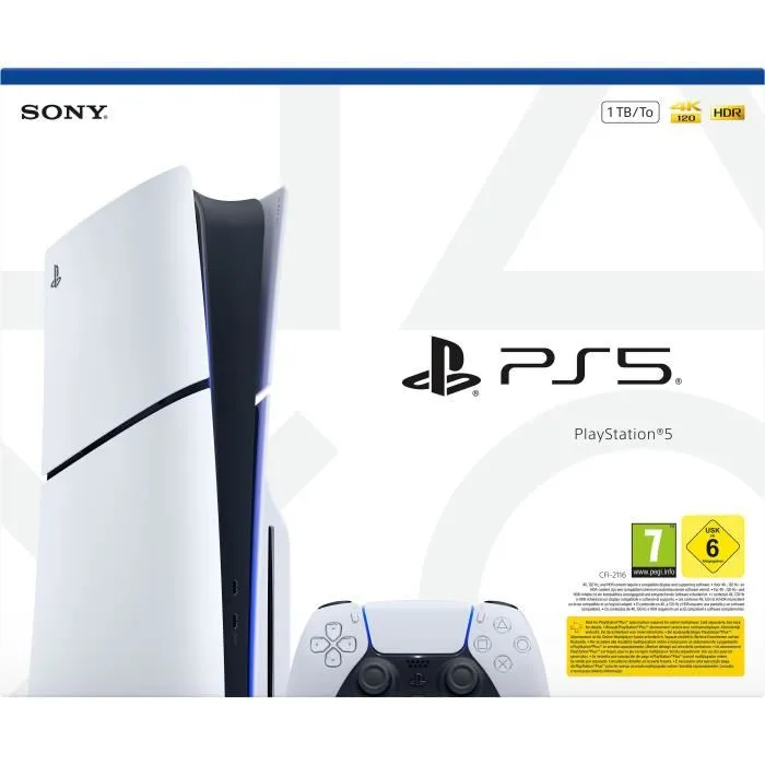 Sony 1000049741 - Console PlayStation 5 (PS5) Slim Édition à Disque - Couleur Blanche et Noire