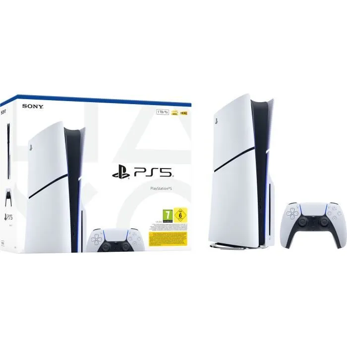 Sony 1000049741 - Console PlayStation 5 (PS5) Slim Édition à Disque - Couleur Blanche et Noire
