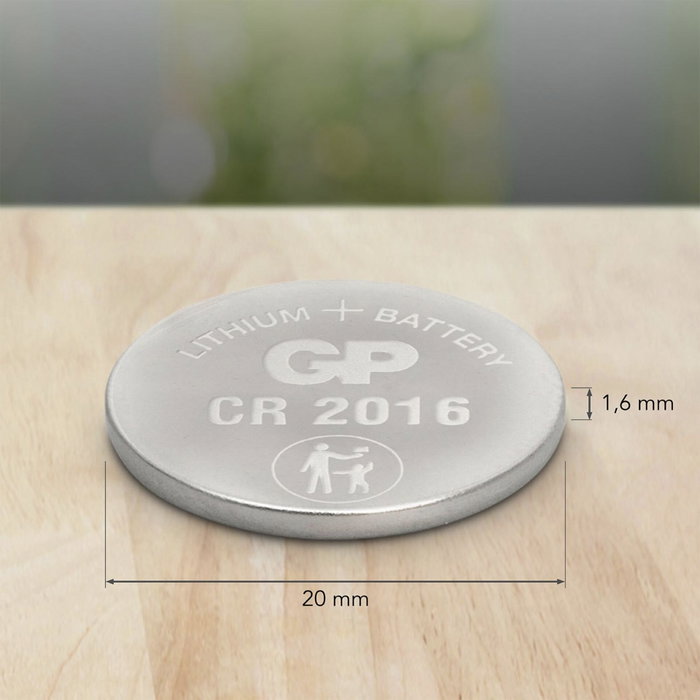 GP Pile bouton au lithium CR2016, Pack de 5 GP Pile bouton au lithium CR2016, Pack de 5