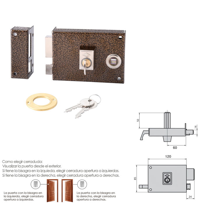 CVL Serrure en applique Cvl1125br/ 12/he gauche