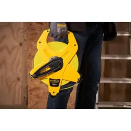 Stanley 2-34-777 Ruban à mesurer PowerWinder, 100 m x 12,7 mm, fibre de verre 40 fils, palette rabattable et rembobinage surmultiplié